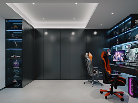  现代风格电竞房3d模型 