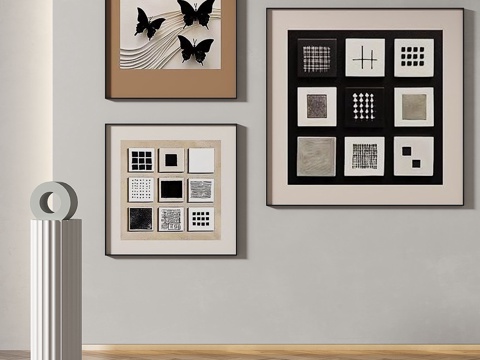  现代，简约，组合画3d模型 