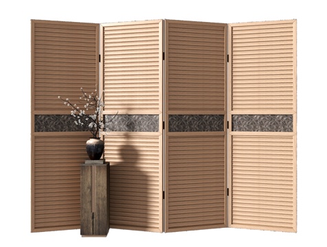  中古风木隔断3d模型 