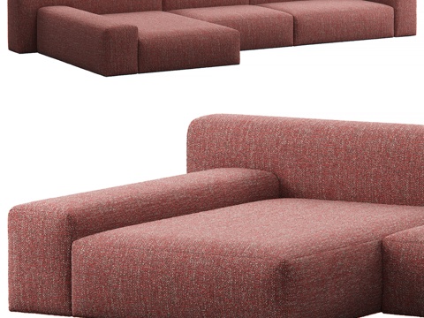  科莫卡萨迪马罗沙发配脚凳3d模型 