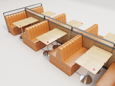  卡座 快餐厅桌椅 火锅店桌椅 奶茶店桌椅3d模型 