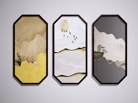  中式挂画3d模型 