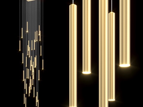  吊灯 IT-Laser-矩形-41-金色3d模型 