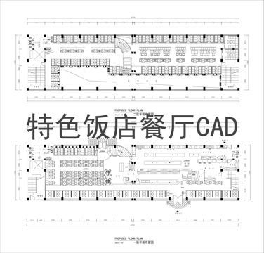 特色饭店餐厅CAD平面图cad施工图