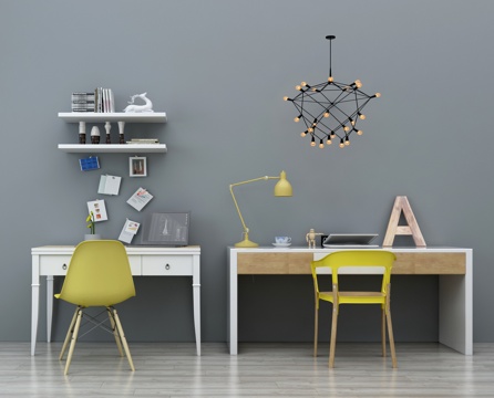  现代书桌椅 书桌椅组合 儿童书桌椅 书桌 个性书桌 书房3d模型 