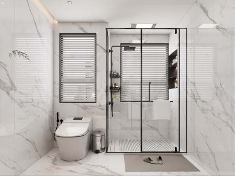  意式主卫客卫 现代主卫客卫 意式卫生间3d模型 