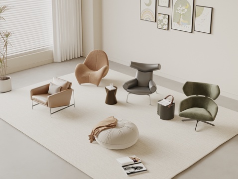  现代简约休闲椅 懒人沙发 座椅3d模型 