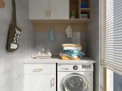 现代洗衣机柜 阳台柜 洗衣机伴侣 洗衣机3d模型