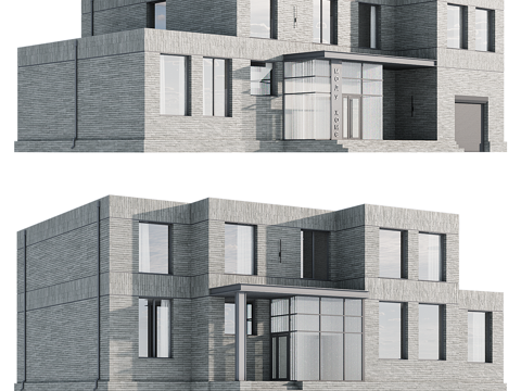  现代简约建筑外观 建筑外观  别墅3d模型 