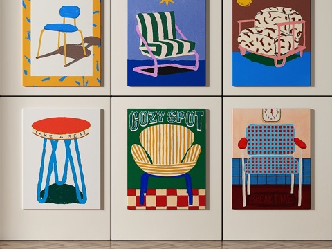  现代，抽象，儿童，组合画3d模型 