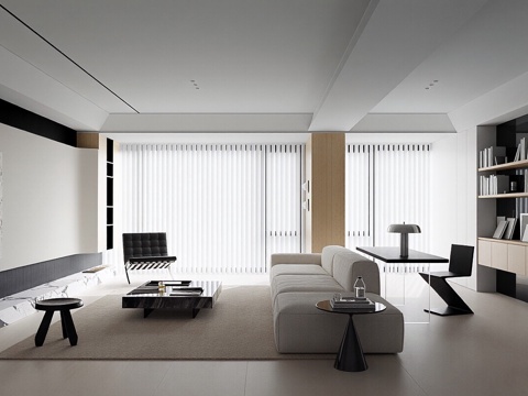  现代简约家居客厅 沙发组合 单人椅 休闲椅 花瓶 摆件3d模型 