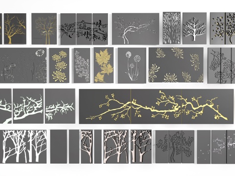 镂空景墙 景墙围墙su模型