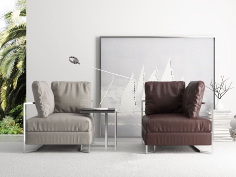  现代休闲椅组合3D模型3d模型 