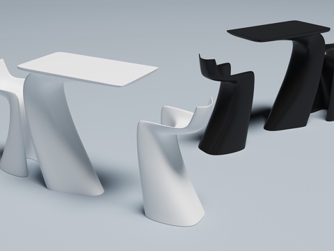  现代户外休闲简约餐桌椅3d模型 