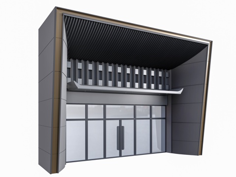 现代办公门头 写字楼门头 入口门头 单元门头su模型