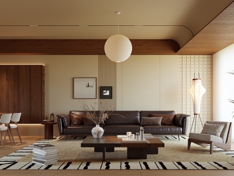 中古风客餐厅su模型