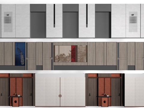 现代办公室走廊 酒店走廊 过道su模型