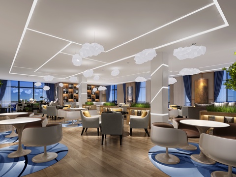  现代售楼处休息大厅3d模型 