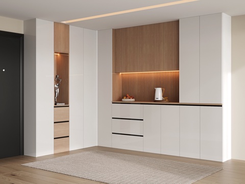 现代酒柜鞋柜一体 鞋柜 酒柜su模型