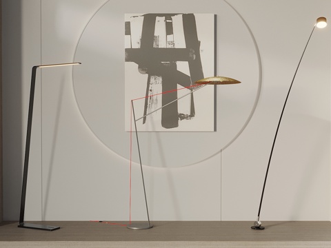  现代简约落地灯 金属落地灯 意式落地灯3d模型 