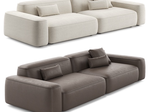  现代简约双人沙发 双人沙发 简约沙发 客厅沙发 抱枕  绿色3d模型 