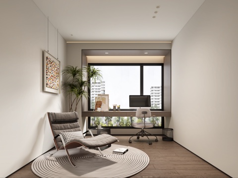  意式书房娱乐室 现代书房娱乐室3d模型 