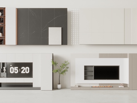  现代电视背景墙 沙发背景墙 背景墙组合3d模型 