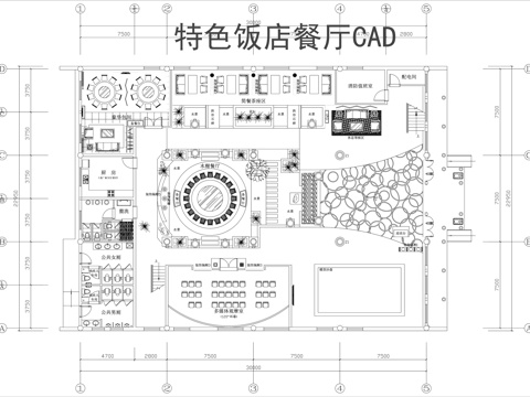  特色饭店餐厅CADcad施工图 