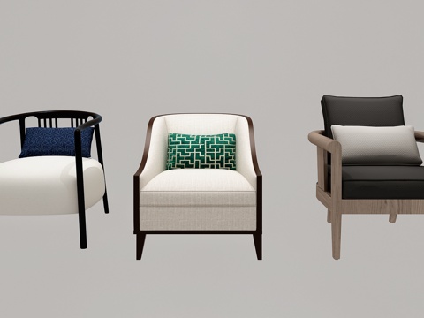 新中式单椅组合3d模型