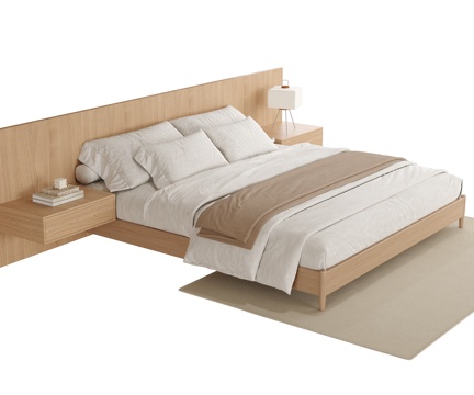  现代双人床su模型 