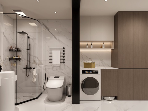  现代卫生 意式卫生间 客卫次卫3d模型 