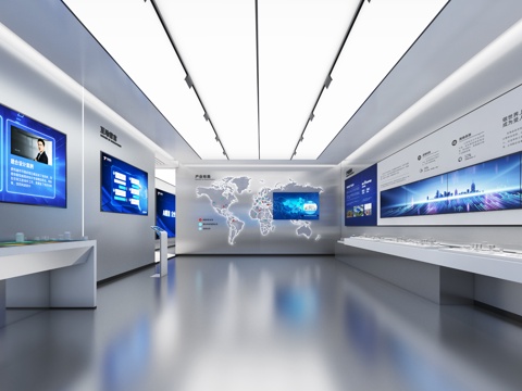  企业展厅 科技展厅 数字展厅 小型展厅 办公展厅 接待厅3d模型 