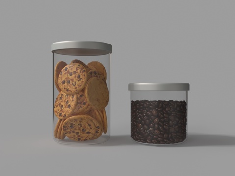  罐裝食品饼干 咖啡豆3d模型 