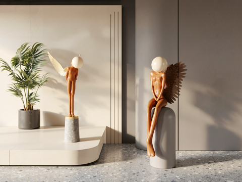 现代意式雕塑摆件_现代意式雕塑摆件_抽象人物雕塑_艺术雕塑_su模型