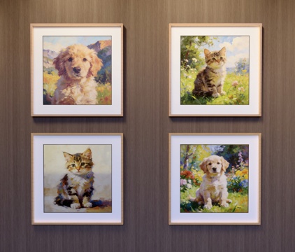  动物挂画su模型 