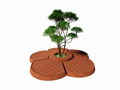 现代树池 花池 莲花形休闲坐凳su模型