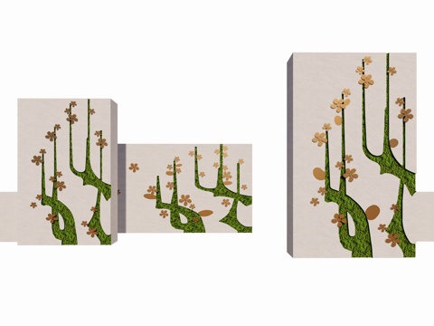 现代景观墙 植物墙 树形植物 剪影植物雕花 广场公园艺术景墙su模型