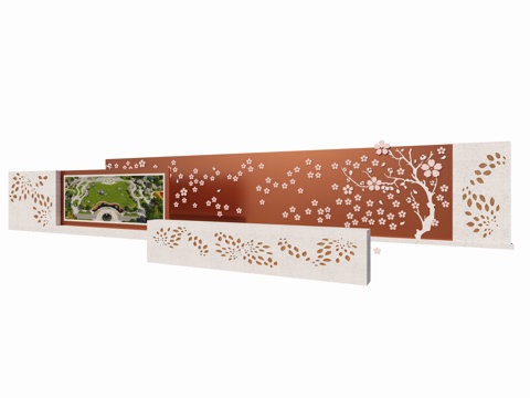 现代景观墙 广场公园艺术景墙 梅花花朵景墙 LED屏景墙 耐su模型