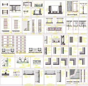 通用节点天花吊顶节点地面节点墙面剖面做法工艺详图CAD素材图cad施工图