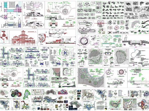  公园小区游乐区儿童乐园滑梯攀爬墙沙坑设施淘气堡CAD素材图库cad施工图 