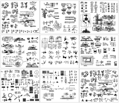  活动区儿童滑梯沙坑游乐园设施淘气堡旋转木马跷跷板CAD素材图cad施工图 