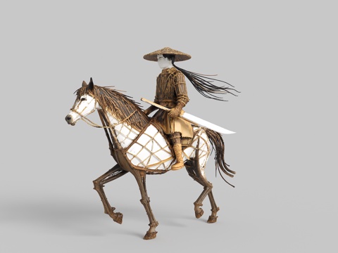 夹克摆件 古镇雕塑 树枝雕塑 树枝摆件 艺术摆件 树枝人物su模型