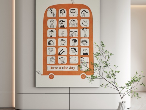  现代简约抽象挂画3d模型 