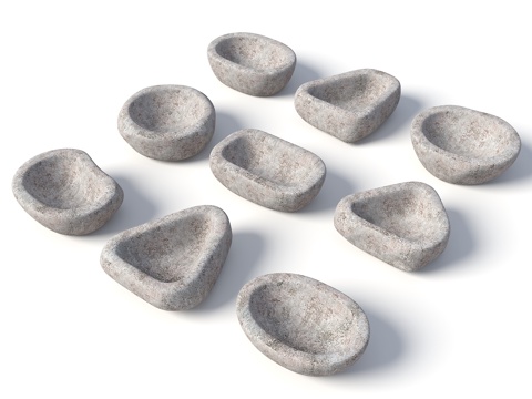 石槽 景观石槽小品 水池 庭院小品 石材水池 石头槽 庭院石su模型