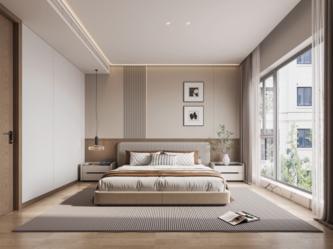  现代卧室3d模型 