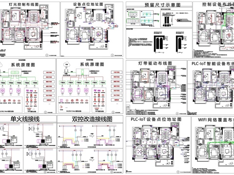  智能设备点位图室内插座水电定位点位平面图布局图CAD素材cad施工图 