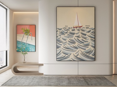  现代简约抽象挂画3d模型 