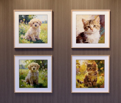  动物挂画su模型 