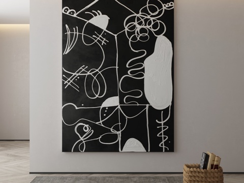  现代简约抽象挂画3d模型 