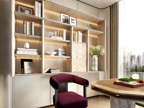  轻奢书房3d模型 